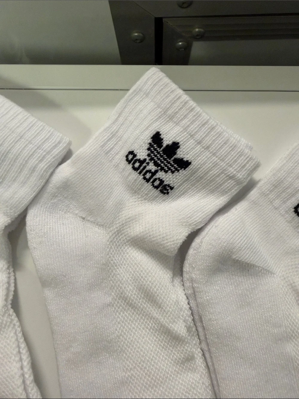adidas White Crew Athletic Socks with Black Trefoil Logo - 3-Pack